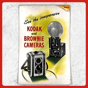 1940s Kodak Brownie Cameras Vintage Advertising Sign 26" Carboard Easel‎ Display